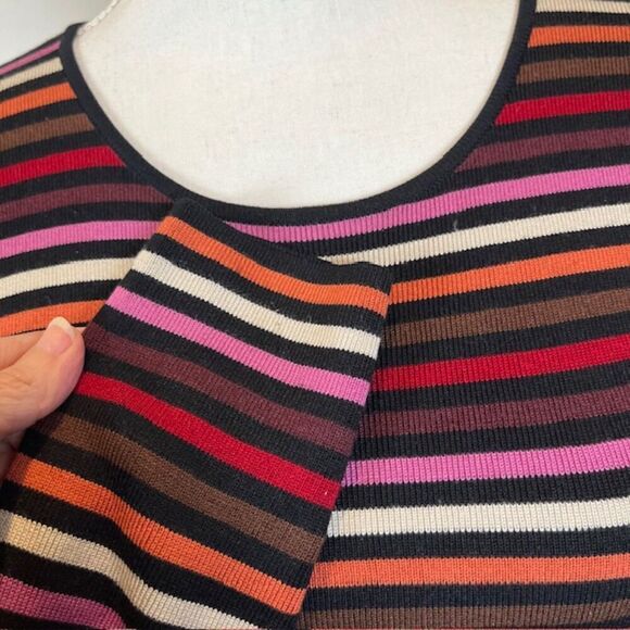 Belford for Saks Fifth Avenue Silk Blend Ribbed Knit Striped Sweater Size Medium - Picture 2 of 8